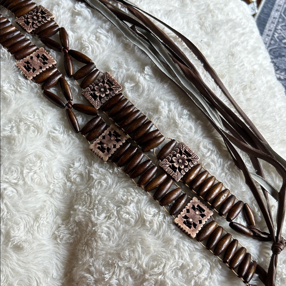 Brown Beaded Women's Belt